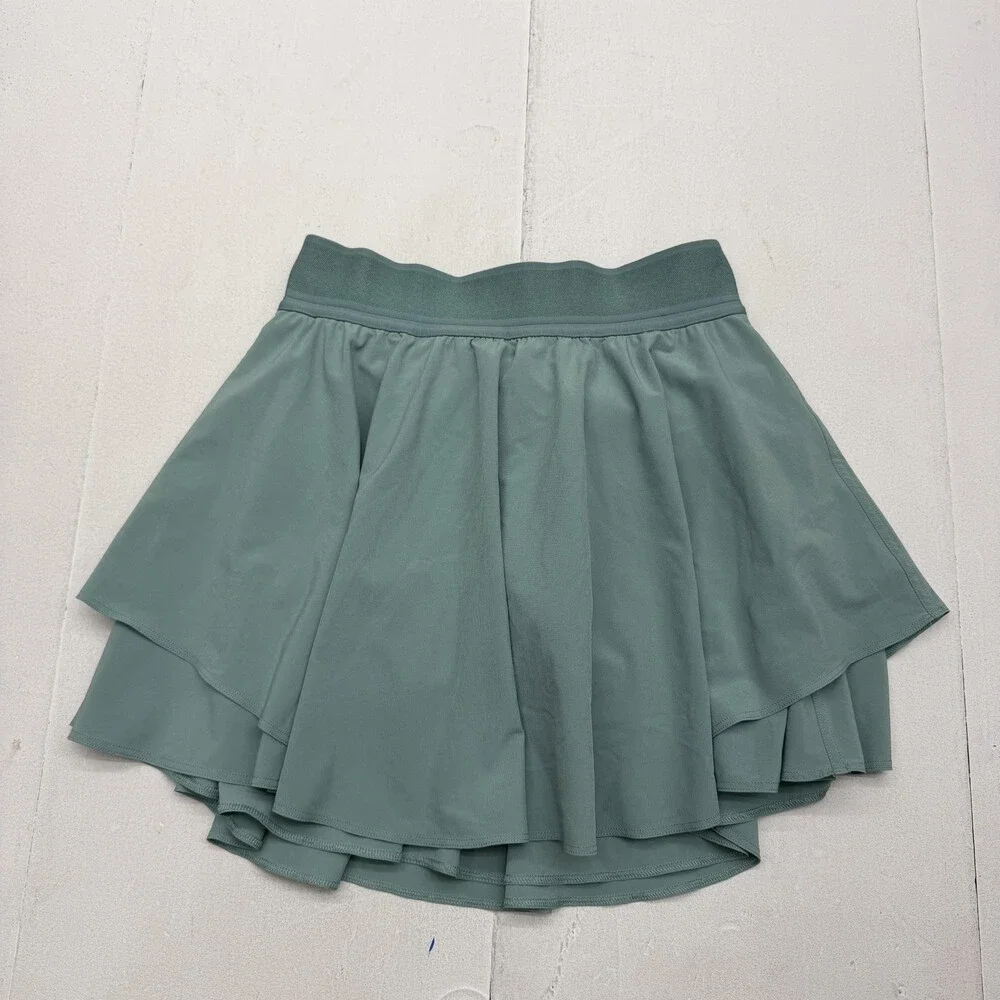 Lululemon Skort Womens 4 Green Athletic Tennis Running Layered Built In Shorts